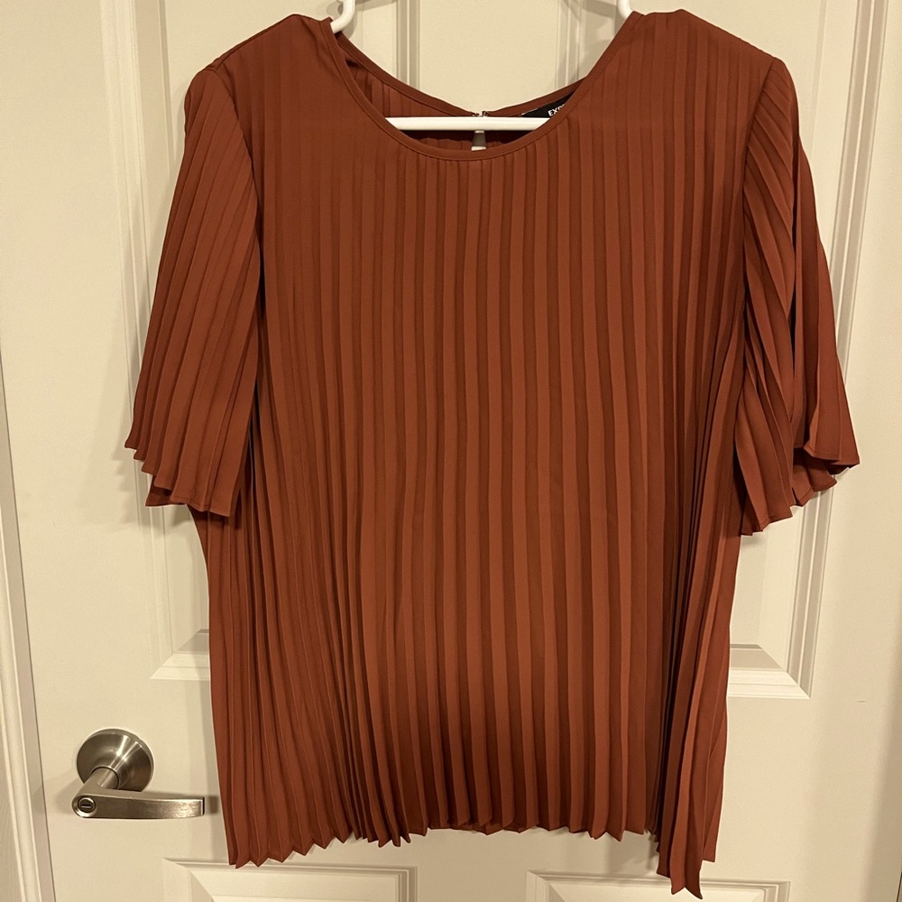 Burnt orange pleated blouse